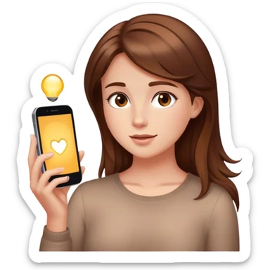 Brown hair, white  girl glass skin skincare on using phone cai sticker