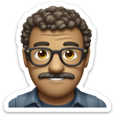 An ugly emoji with big ibrows and two rabbit teeth’s and nerd glasses  sticker