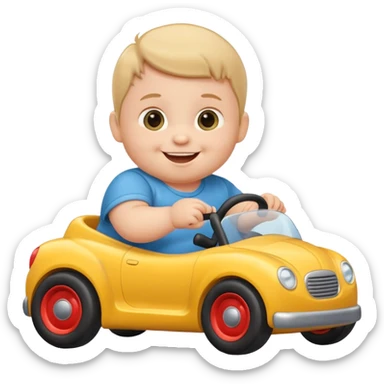 Make a baby thats pushing a car saying goo sticker