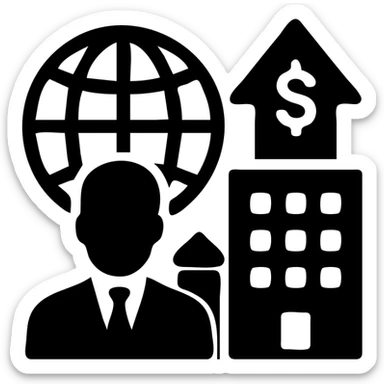 ícono de real estate que refleje a nuestro cliente ideal: Inversionistas globales Que buscan oportunidades rentables en desarrollos de lujo, propiedades con retorno inmediato o gestión profesional de renta. sticker