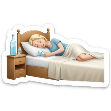 sunlight through curtains, GoCLN bottle and water glass on bedside table, person sleeping

 sticker