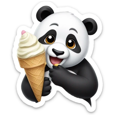 Panda eating ice cream sticker