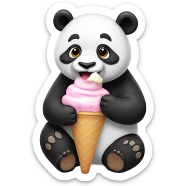Panda eating ice cream sticker