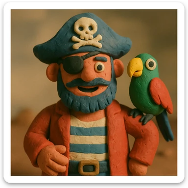pirate with eye patch and parrot sticker