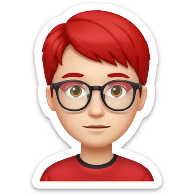 red clothed person with eyeglass sticker