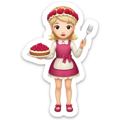 Raspberry torte human full body and legs girl with a raspberry barrette on her head sticker