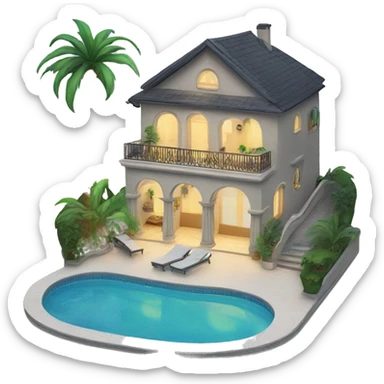 Villa with swimming pool and Palms sticker