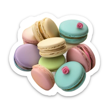 vintage rococo macarons on golden plate sticker