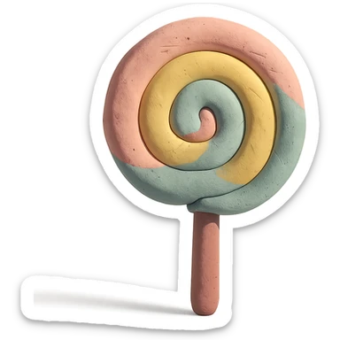 lollipop, claymation style, matte plasticine, pastel colors, visible fingerprints sticker