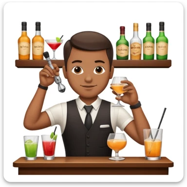 bartender mixing drinks, club backgroudn with bottles sticker