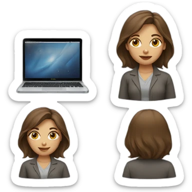 pretty programmer girl with brown hair working with MacBook sticker