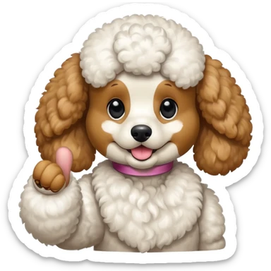 a poodle that puts the thumb up in its paw sticker