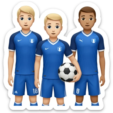 Het moet een staf worden van 3 prestatieteams voetbal van Olympia'18 met de hoofdkleuren blauw en wit, abstract sticker