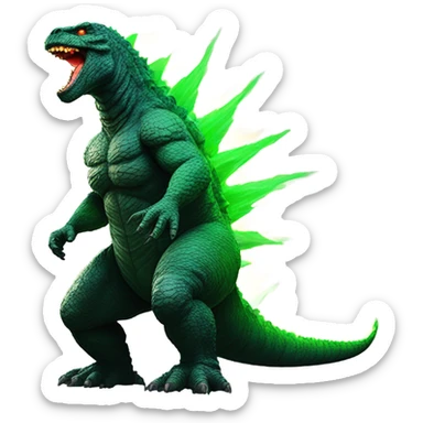 Godzilla shooting radioactive lazers from below his tail sticker