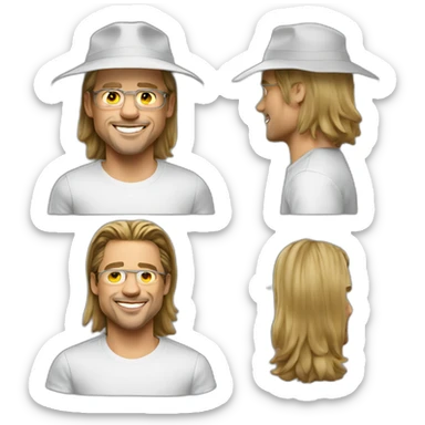 small businessman,Bucket Hat,smile, Brad Pitt sticker