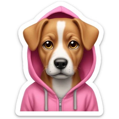 Dog wearing a pink hoodie  sticker