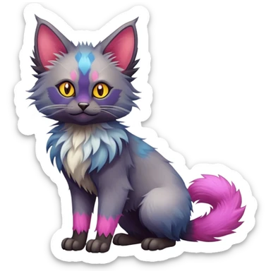 Colorful exotic Fantasy-Ragdoll-Fakémon-Lykoi-feline-hybrid (full body) sticker