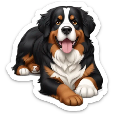 Bernese mountain dog with very long tong sticker
