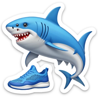 Tiburón con zapatos tenis azules  sticker