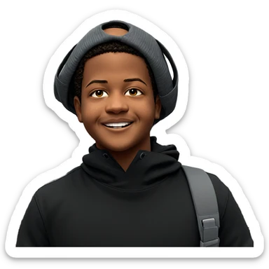 smiling boy in urban setting sticker