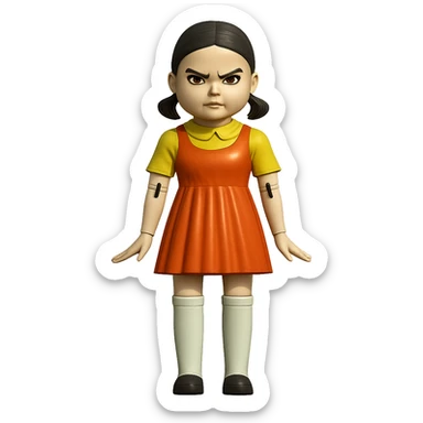 Change the expression to angry with furrowed brows and a frown, keep the style and character the same, only modify eyes and mouth. sticker