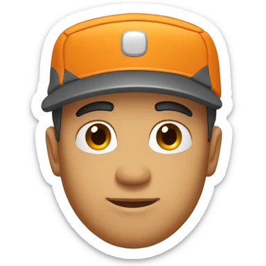 Orange cap with clean shaved face sticker