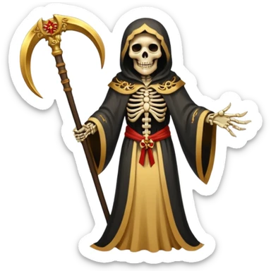la santa muerte gold with large scythe  sticker