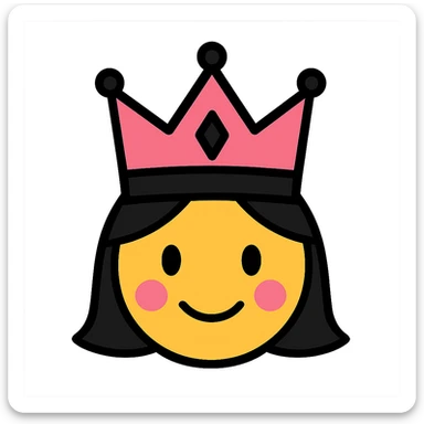 BLACKPINK-inspired emoji with black and pink crown, simple and bold style sticker