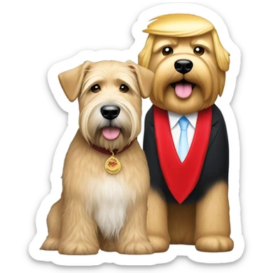President Donald trump with wheaten terrier wearing a red bandana sticker