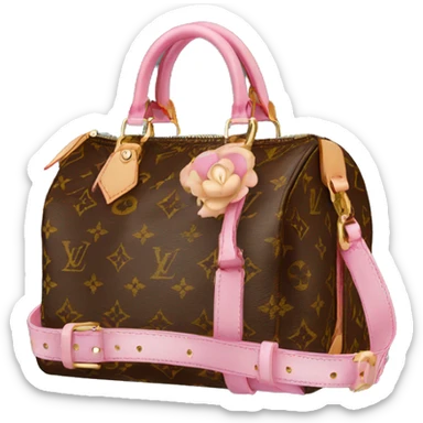 Louis Vuitton speedy bag with pink strap sticker