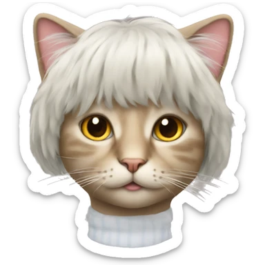 cat wearing a wig  sticker