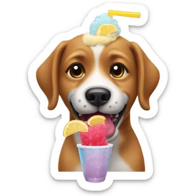 Dog eating a slushie sticker