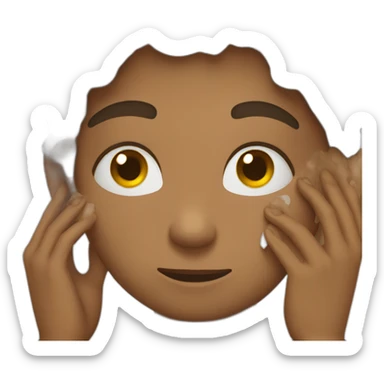 person wipes sweat from their face sticker
