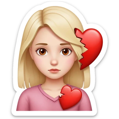a girl with half a broken heart and half a full heart sticker