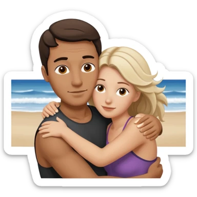 Metis Man and white woman hug love on beach sticker
