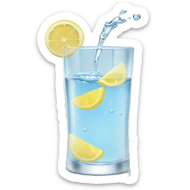 glass of water and lemon  sticker