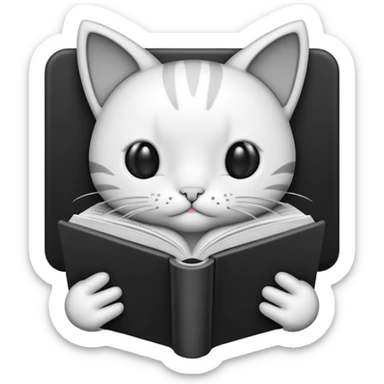 outline icon of a kitty reading a book sticker