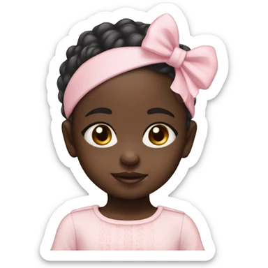 Black skin baby with powder pink headband with bow sticker