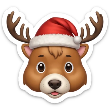 Dog Santa deer hat sticker