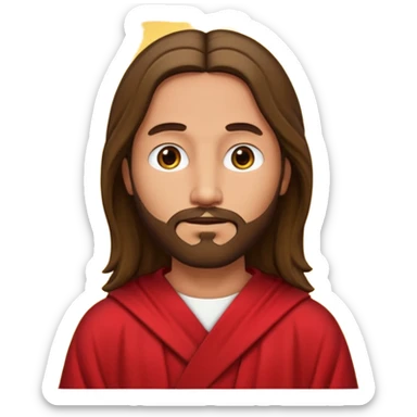 Jesus like the red robe Jesus painting but stylized like an emoji sticker