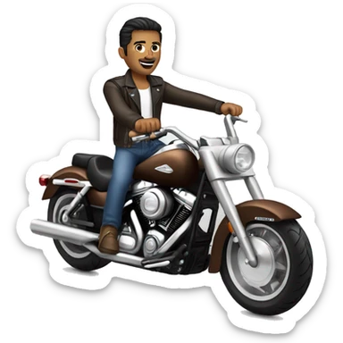 Brunette man riding a Harley sticker