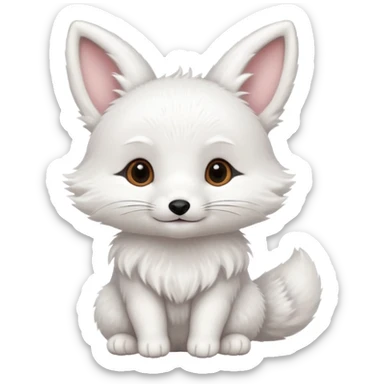 Baby white fox with bunny as friends sticker