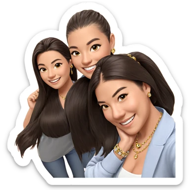 smiling girls with jewelry sticker