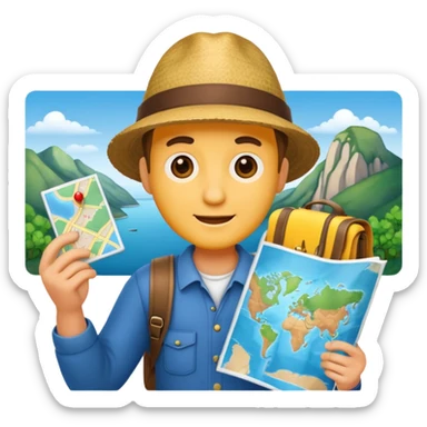 tourist man holding map sticker
