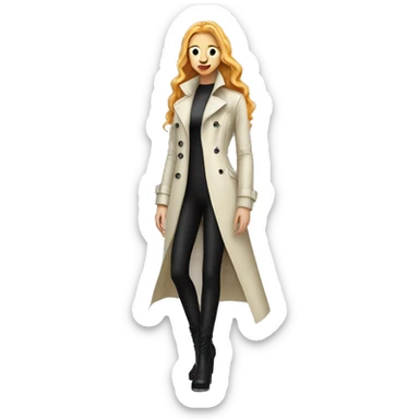 White ginger Girl in a long latex trench sticker
