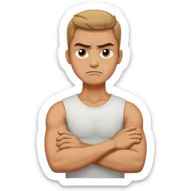 arms crossed holding neck angry guy  sticker