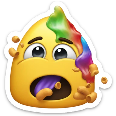 emoji throwing up multicolored vomit  sticker