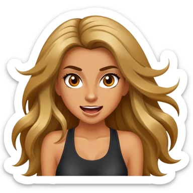 Clubbing girl crazy sultry excited, long hair sticker