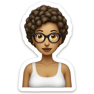 mujer con lentes con el cabello corto y rapado en la nuca con piercing en la nariz sticker