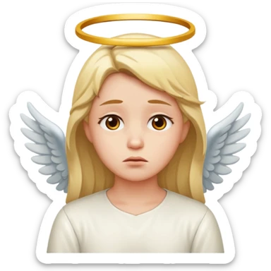 Make an angel 😇 emoji that is a bit sad like bored sticker